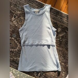 H&M Mama Nursing Tank Top Ribbed Light Blue Size Small